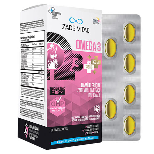 Zade Vital Omega 3 Fish Oil Takviye Edici Gıda 50 Kapsül