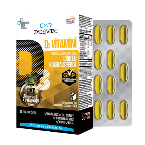 Zade Vital Vitamin D3 30 Yumuşak Kapsül