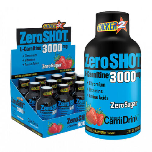 ZeroSHOT 60 Ml 3000 Mg L-Carnitine Çilek Aromalı 12 Adet