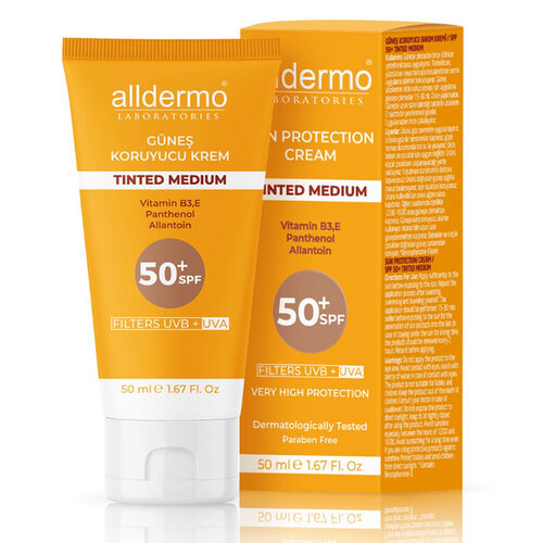 Alldermo - Alldermo Nemlendirici Renkli Güneş Kremi Spf50+ 50 ml | Tinted Medium