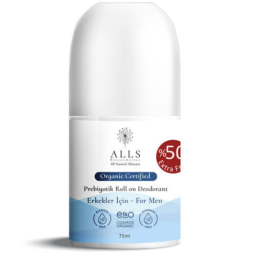Alls Biocosmetics - Alls Biocosmetics Organik Prebiyotik Roll on Deodorant 75 ml - Erkekler İçin