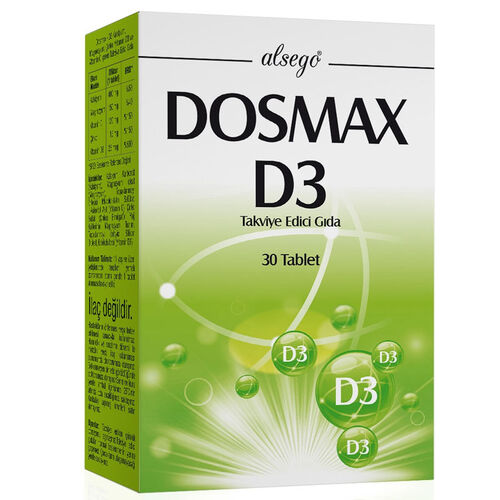 Alsego - Alsego Dosmax D3 Takviye Edici Gıda 30 Tablet