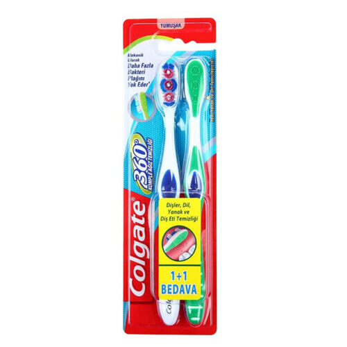 Colgate - Colgate 360 Komple Ağız Temizliği 1+1 Yumuşak Diş Fırçası
