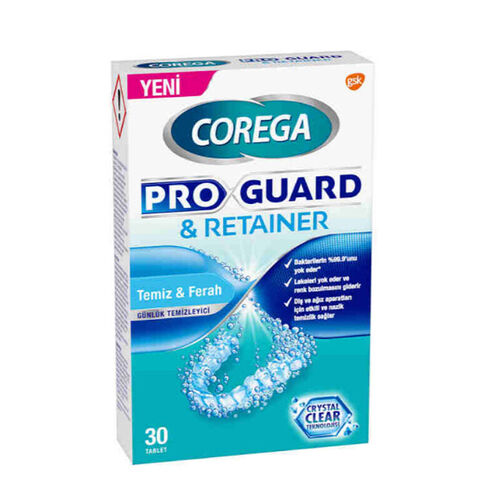 Corega - Corega Pro Guard Retainer Temiz Ferah Protez Temizleyici 30 Tablet