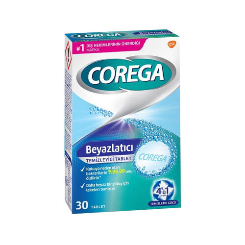 Corega - Corega Protez Beyazlatıcı Temizleyici Tablet 30 Adet