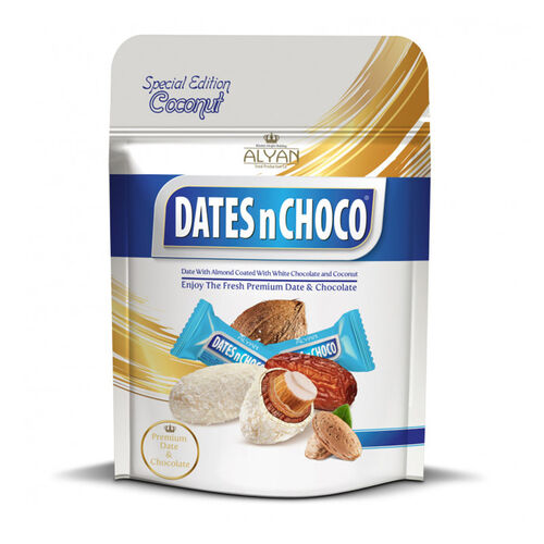 Dates N Choco - Dates N Choco Hindistan Cevizi ve Beyaz Çikolata Kaplı Hurma 90 gr