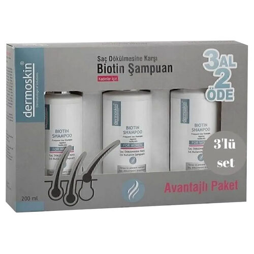 Dermoskin - Dermoskin Biotin Shampoo For Women 200ml 3 Al 2 Öde