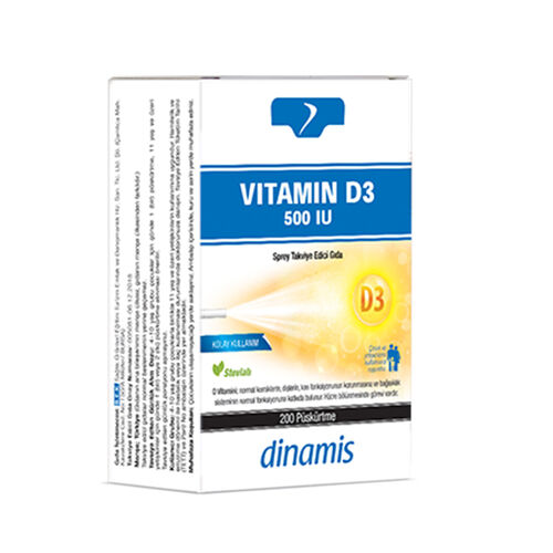 Dinamis - Dinamis 500 IU Vitamin D3 Sprey Takviye Edici Gıda 200 Püskürtme