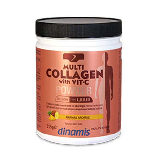 Dinamis - Dinamis Multi Collagen with Vit-C Powder -Ananas Aromalı Takviye Edici Gıda 315 gr