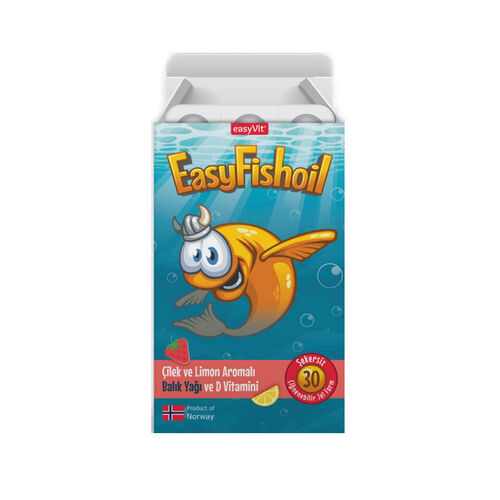 EasyVit - Easy Fish Oil Çilek ve Limon Aromalı Balık Yağı ve D Vitamini 30 Çiğnenebilir Jel