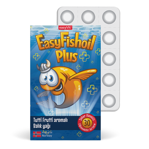 EasyVit - Easy Fish Oil Plus Tutti Frutti Aromalı Balık Yağı 30 Çiğnenebilir Jel