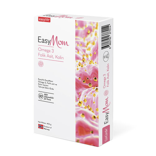 EasyVit - EasyMom Omega 3 Folik Asit ve Kolin İçeren Takviye Edici Gıda 30 Adet