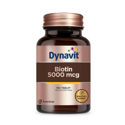 Dynavit - Eczacıbaşı Dynavit Biotin 5000 mcg Takviye Edici Gıda 100 Tablet