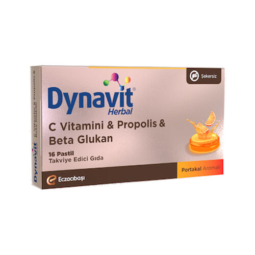 Dynavit - Eczacıbaşı Dynavit Herbal C Vitamini - Propolis ve Beta Glukan İçerikli Pastil 16 Adet