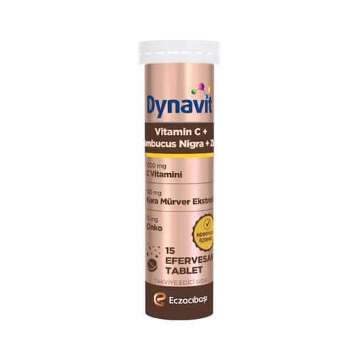 Dynavit - Eczacıbaşı Dynavit Vitamin C + Sambucus Nigra 15 Efervesan Tablet