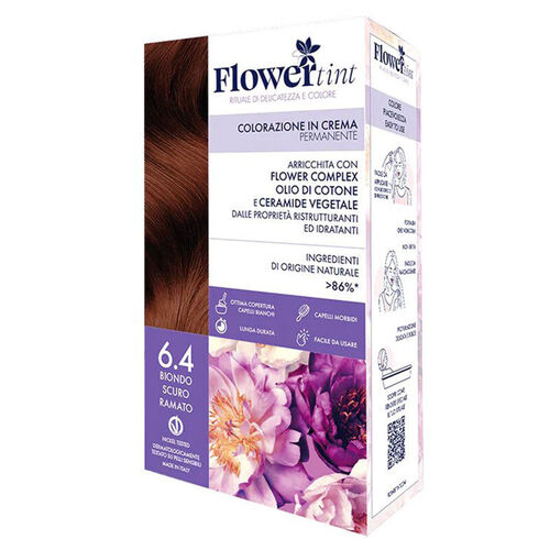 FlowerTint - Flowertint Colorazione In Crema Saç Boyama Kiti 6.4 Koyu Kumral Sarışın