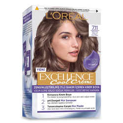 Loreal Paris - Loreal Paris Excellence Cool Creme 7.11 Ekstra Küllü Kumral Saç Boyası