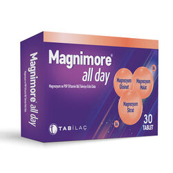 TAB İlaç Sanayi A.Ş - Magnimore All Day Magnezyum ve P5P (Vitamin B6) Takviye Edici Gıda 30 Tablet
