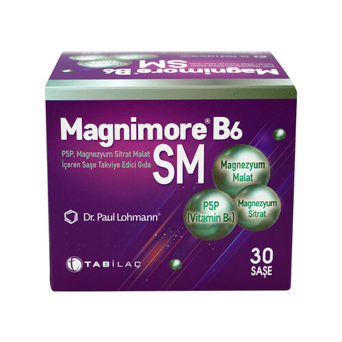 TAB İlaç Sanayi A.Ş - Magnimore B6SM Magnezyum Sitrat Malat Takviye Edici Gıda 30 Saşe