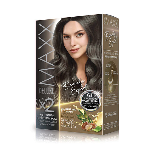 Maxx Deluxe - Maxx Deluxe Krem Saç Boyası 6.11 Yoğun Küllü Kumral