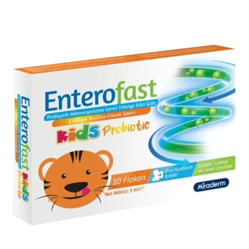 Miraderm - Miraderm Enterofast Kids Probiotic Takviye Edici Gıda 10 Flakon