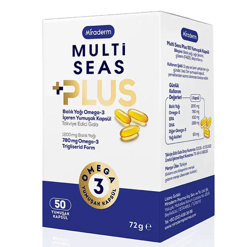 Miraderm - Miraderm Multi Seas Plus Balık Yağı Omega 3 50 Yumuşak Kapsül