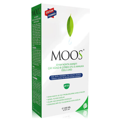 Moos - Moos Siyah Nokta Karşıtı Çay Ağacı ve Çörek Otu Likid Yüz Yıkama Jeli 200 ml