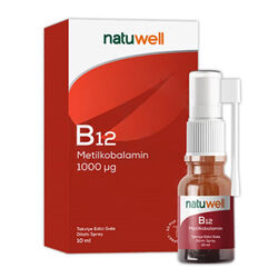 Natuwell - Natuwell B12 1000 ug Takviye Edici Gıda Dilaltı Sprey 10 ml