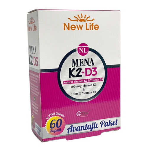 New Life - New Life Mena K2+D3 Takviye Edici Gıda 60 Kapsül