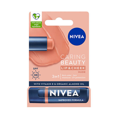 Nivea - Nivea Caring Beauty Nude SPF30 Dudak Bakım Kremi 4.8 gr