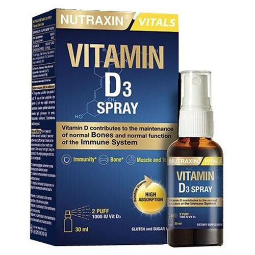 Nutraxin - Nutraxin D3 Vitamin Sprey - Gıda Takviyesi 30 ml