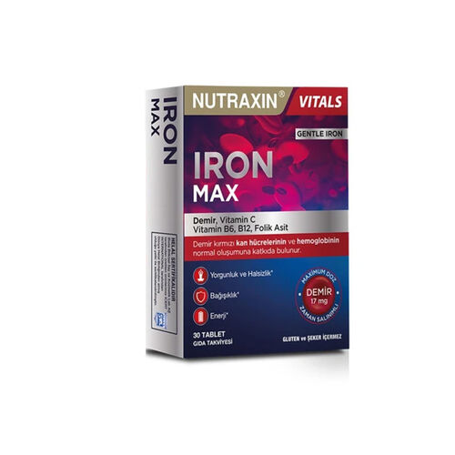 Nutraxin - Nutraxin Iron Max Takviye Edici Gıda 30 Tablet