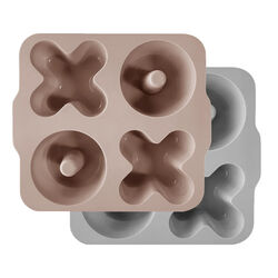 OiOi - OiOi XOXO Silikon Bölmeli Muffin Kalıbı 2 li Bubble Beige - Powder Grey