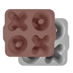 OiOi - OiOi XOXO Silikon Bölmeli Muffin Kalıbı 2 li Woody Brown - Powder Grey