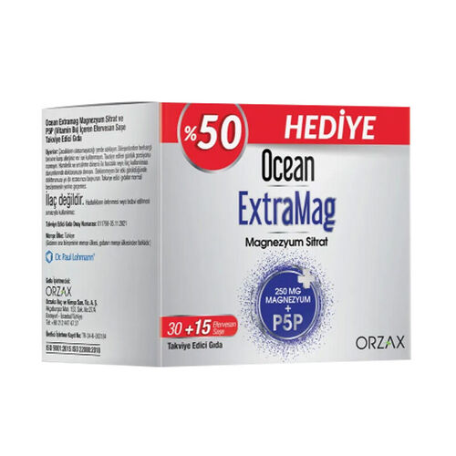 Orzax - Orzax Ocean Extramag Magnezyum Sitrat Efervesan 30 Saşe + 15 Şase - %50 HEDİYE