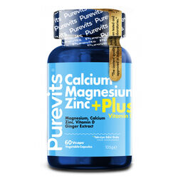 Purevits - Purevits Calcium Magnesium Zinc+ Plus Vitamin D Takviye Edici Gıda 60 Kapsül