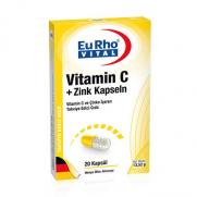 EuRho Vital - EuRho Vital Vitamin C + Zink Kapseln Takviye Edici Gıda 20 Kapsül