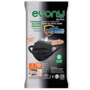 Evony - Evony Black Yumuşak Elastik Kulaklı Maske 10 Adet