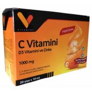 Vitamins - Vitamins C Vitamini Portakal Tadında Sıvı Takviye Edici 20x10 ml - Avantajlı Ürün