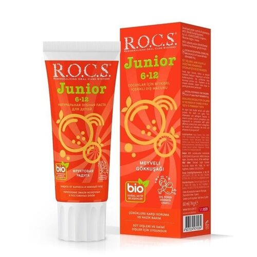 ROCS - Rocs Junior 6-12 Yaş Çocuklar için Diş Macunu ( Meyveli Gökkuşağı ) 60 ml