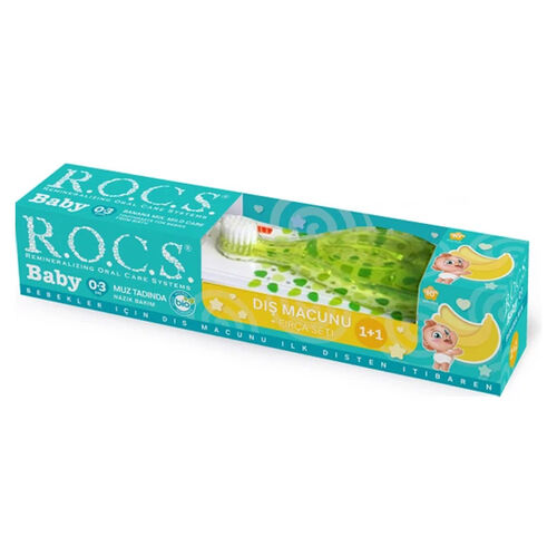 ROCS - Rocs Muz Tadında Bebek Diş Macunu + Fırça Seti