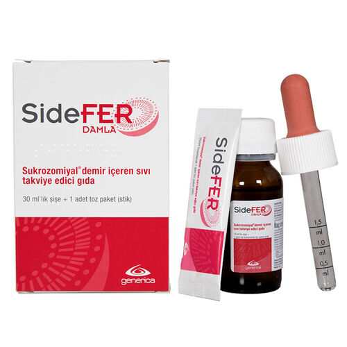 Sidefer - SideFer Damla Takviye Edici Gıda 30ml Şişe + 1 Adet Toz