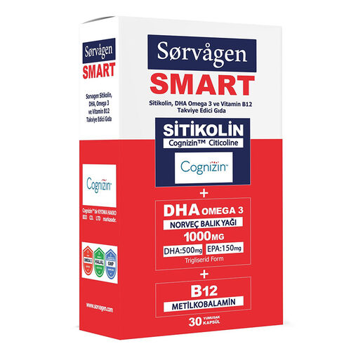 Sorvagen - Sorvagen Smart Sitikolin DHA Omega 3 ve B12 30 Kapsül