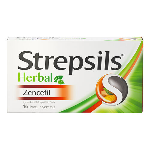 Strepsils Herbal - Strepsils Herbal Zencefil İçerikli Pastil Takviye Edici Gıda 16 Adet