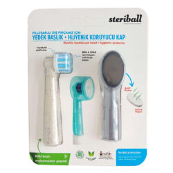 Steriball - Streriball Pilli Şarjlı Diş Fırçanız için Yedek Başlık + Hijyenik Koruyucu Kap