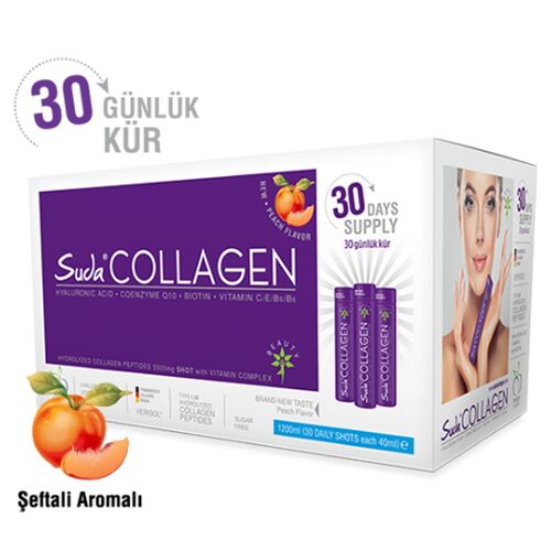 Suda Collagen - Suda Collagen Şeftali Aromalı Kollajen 30 x 40 ml - 30 Günlük