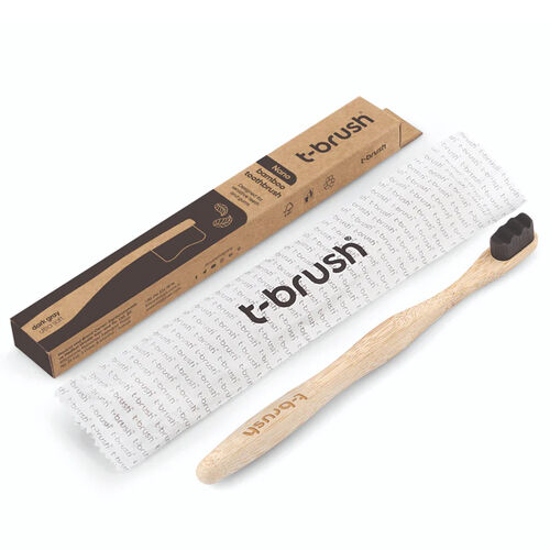 T-Brush - T-Brush Bambu Diş Yumuşak Fırçası Ultra Yumuşak Koyu Gri