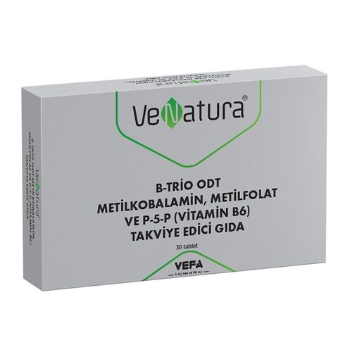 VeNatura - VeNatura B-Trio ODT Metilkobalamin, Metilfolat ve P-5-P Takviye Edici Gıda 30 Tablet