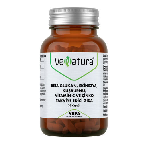 VeNatura - VeNatura Beta Glukan, Ekinezya, Kuşburnu, Vitamin C ve Çinko 30 Kapsül
