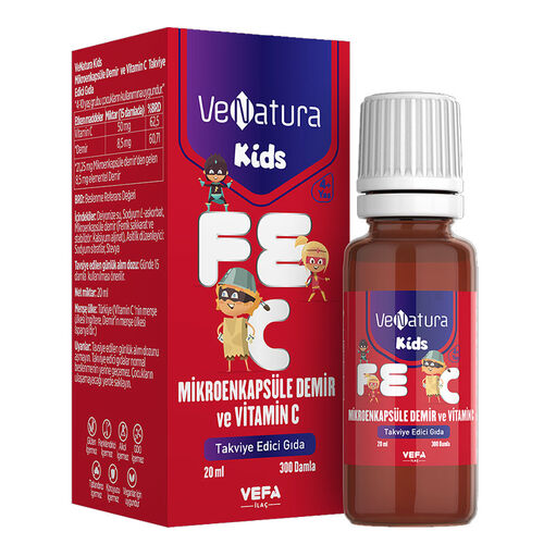 VeNatura - VeNatura Kids Mikroenkapsüle Demir ve Vitamin C Takviye Edici Gıda 20 ml